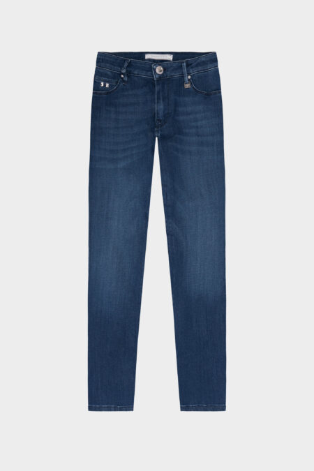 BIANCA CAPRI SKINNY JEANS IN MEDIUM BLUE STRETCH DENIM