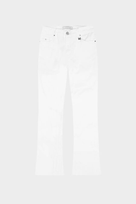 JEANS BIANCA FLARE CUT FLARE IN GABARDINA DI COTONE STRETCH BIANCO