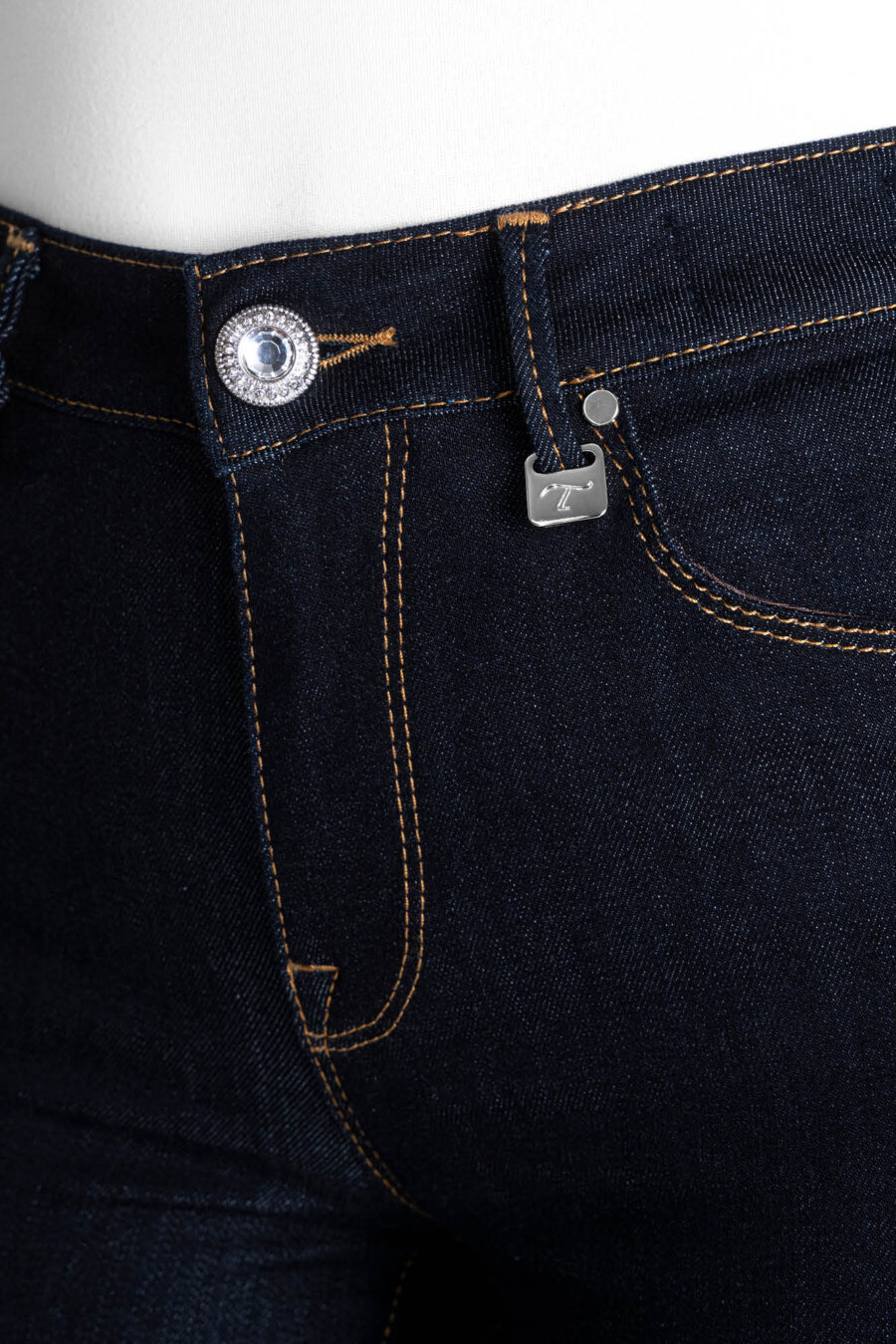 JEANS BIANCA SLIM SKINNY IN DENIM STRETCH BLU SCURO - immagine 9