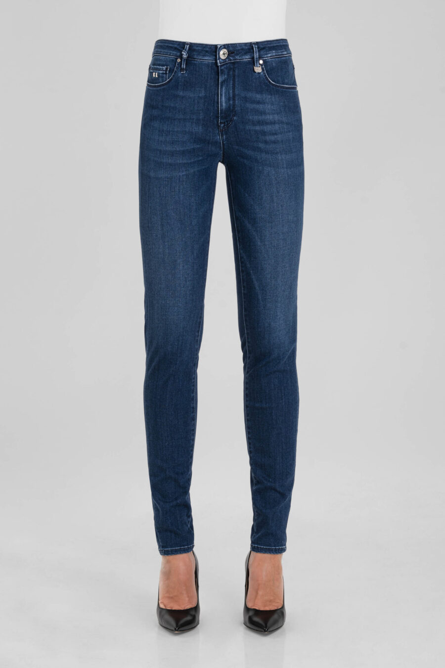 JEANS BIANCA SLIM SKINNY IN DENIM STRETCH BLU MEDIO - immagine 6