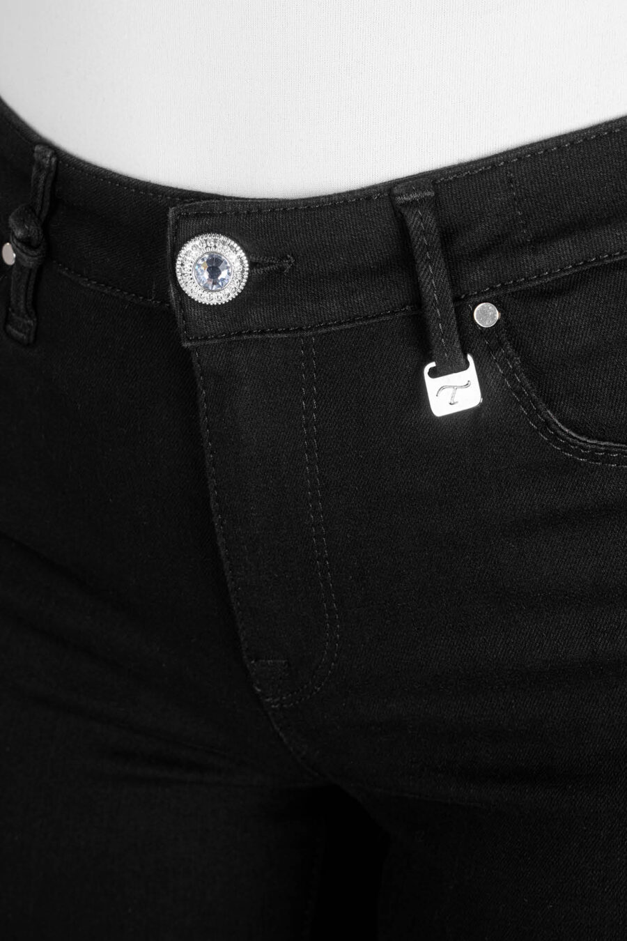 PANTALONE BIANCA SLIM SKINNY IN DENIM STRETCH NERO - immagine 9
