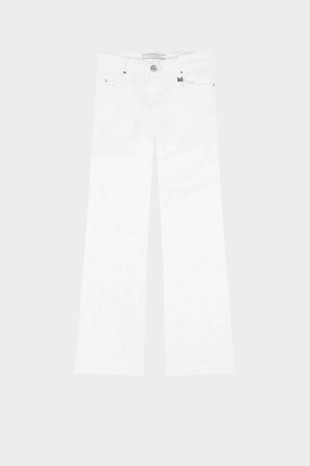 PANTALONE MONICA FLARE CUT FLARE IN BULL DI COTONE BIANCO