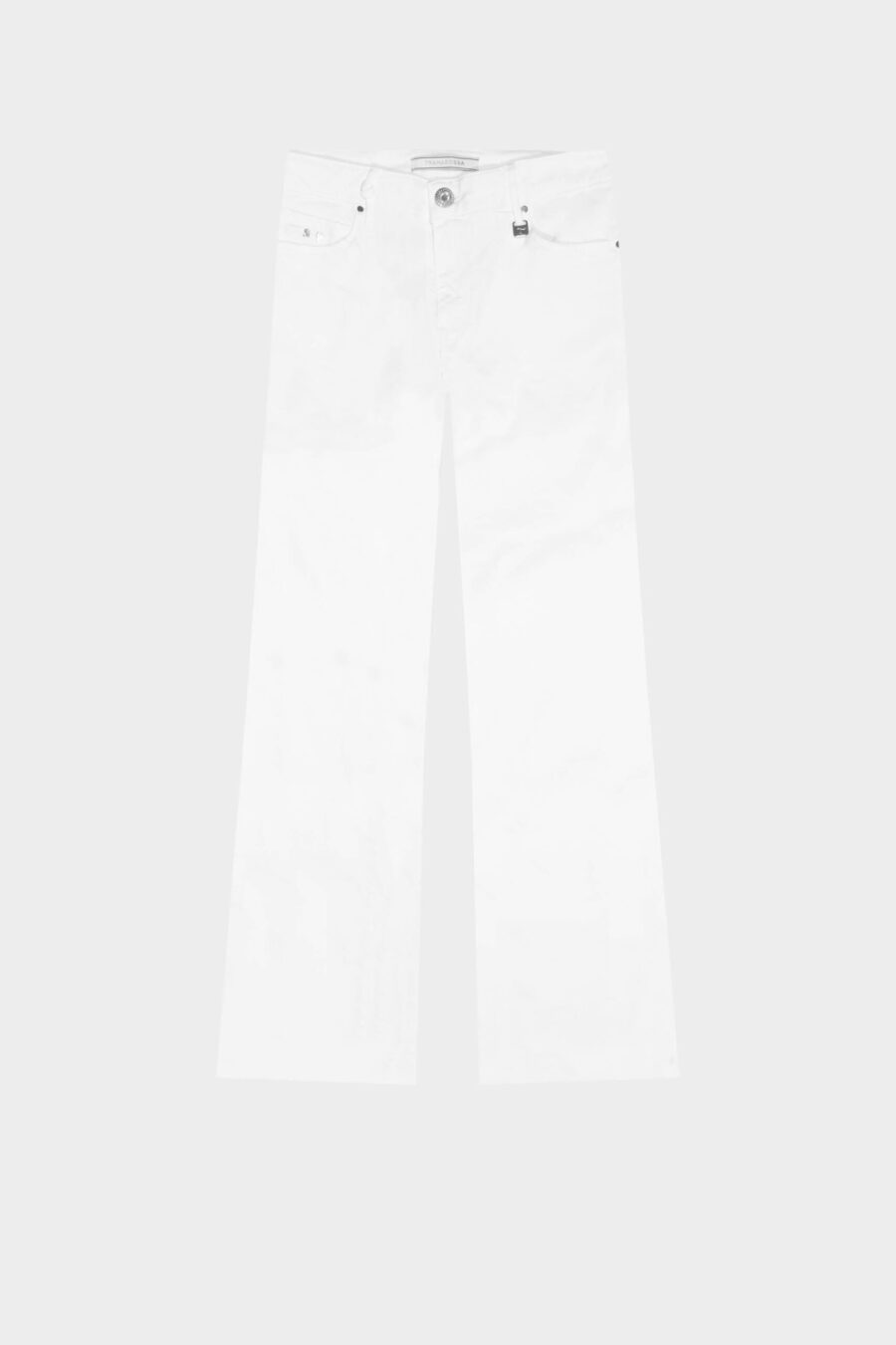 MONICA FLARE CUT PANTS IN WHITE COTTON BULL