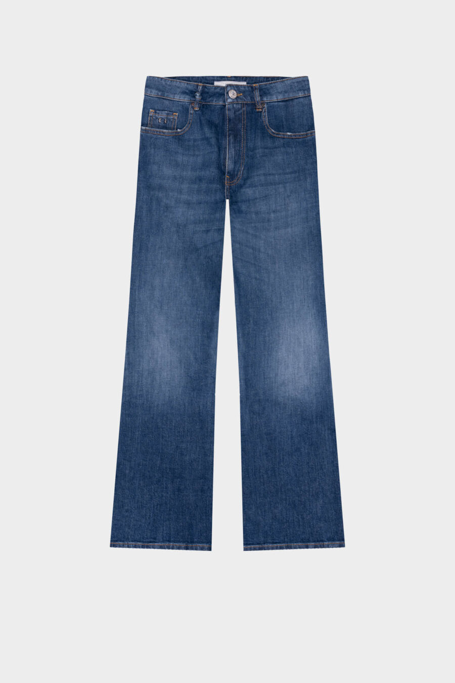 MONICA CUT FLARE JEANS IN MEDIUM BLUE DENIM