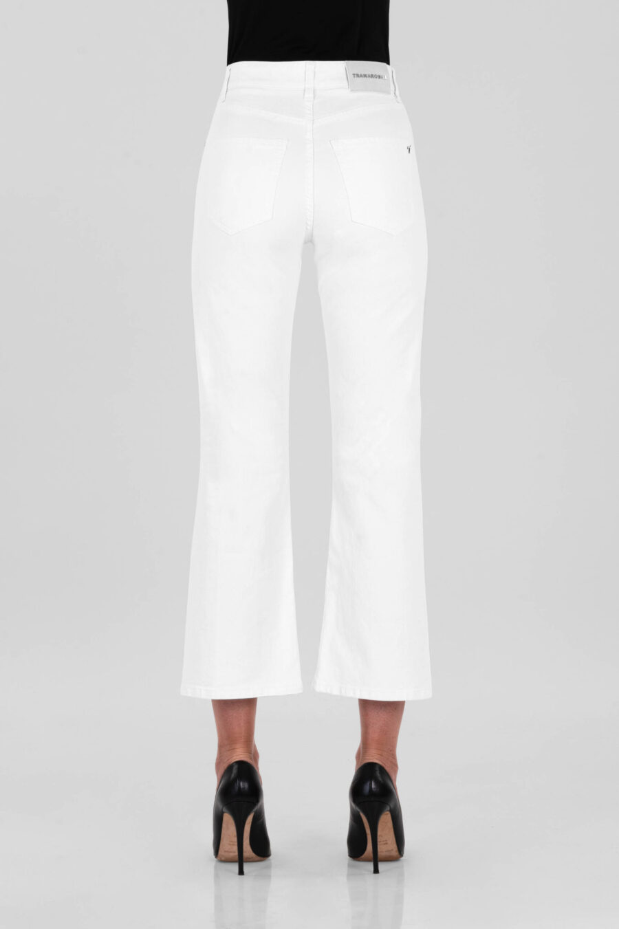 MONICA FLARE CUT PANTS IN WHITE COTTON BULL - Image 7