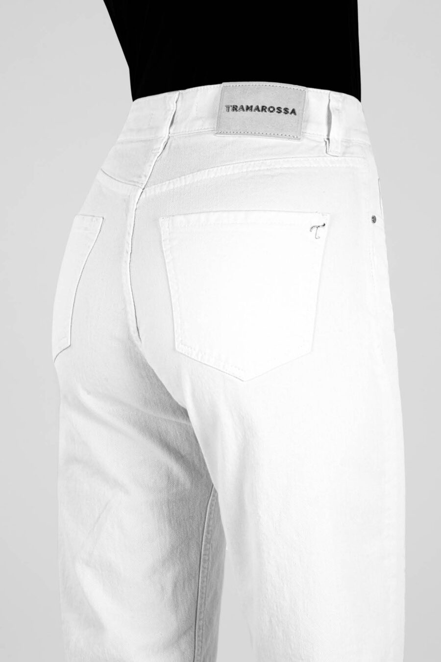 MONICA FLARE CUT PANTS IN WHITE COTTON BULL - Image 9