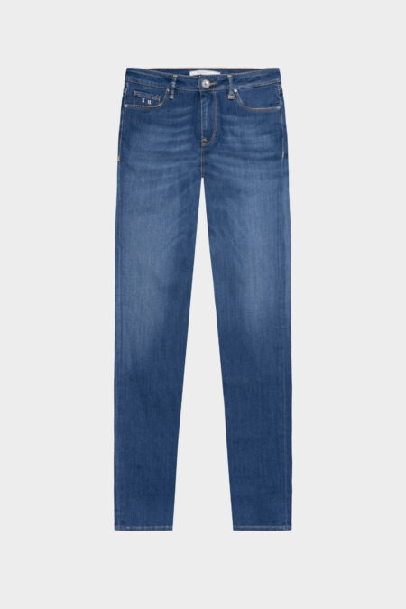 BIANCA CAPRI SKINNY JEANS IN MEDIUM BLUE STRETCH DENIM