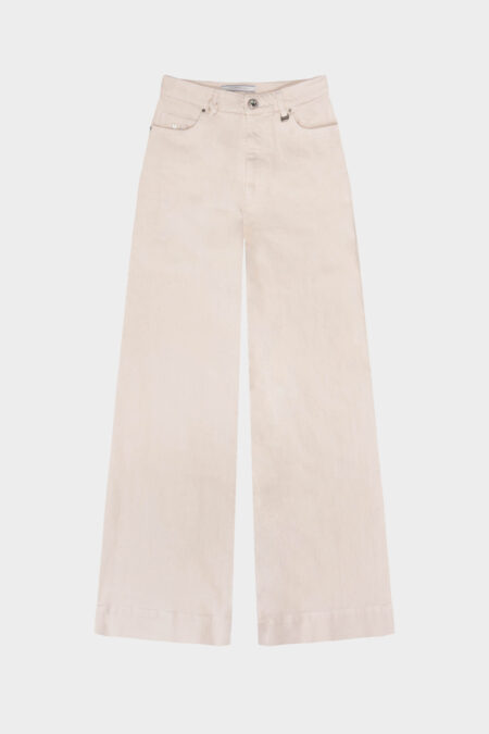 PANTALONE VIOLA WIDE LEG IN BULL DI COTONE BEIGE