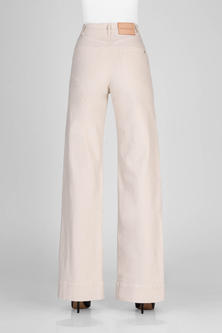 PANTALONE VIOLA WIDE LEG IN BULL DI COTONE BEIGE - immagine 5