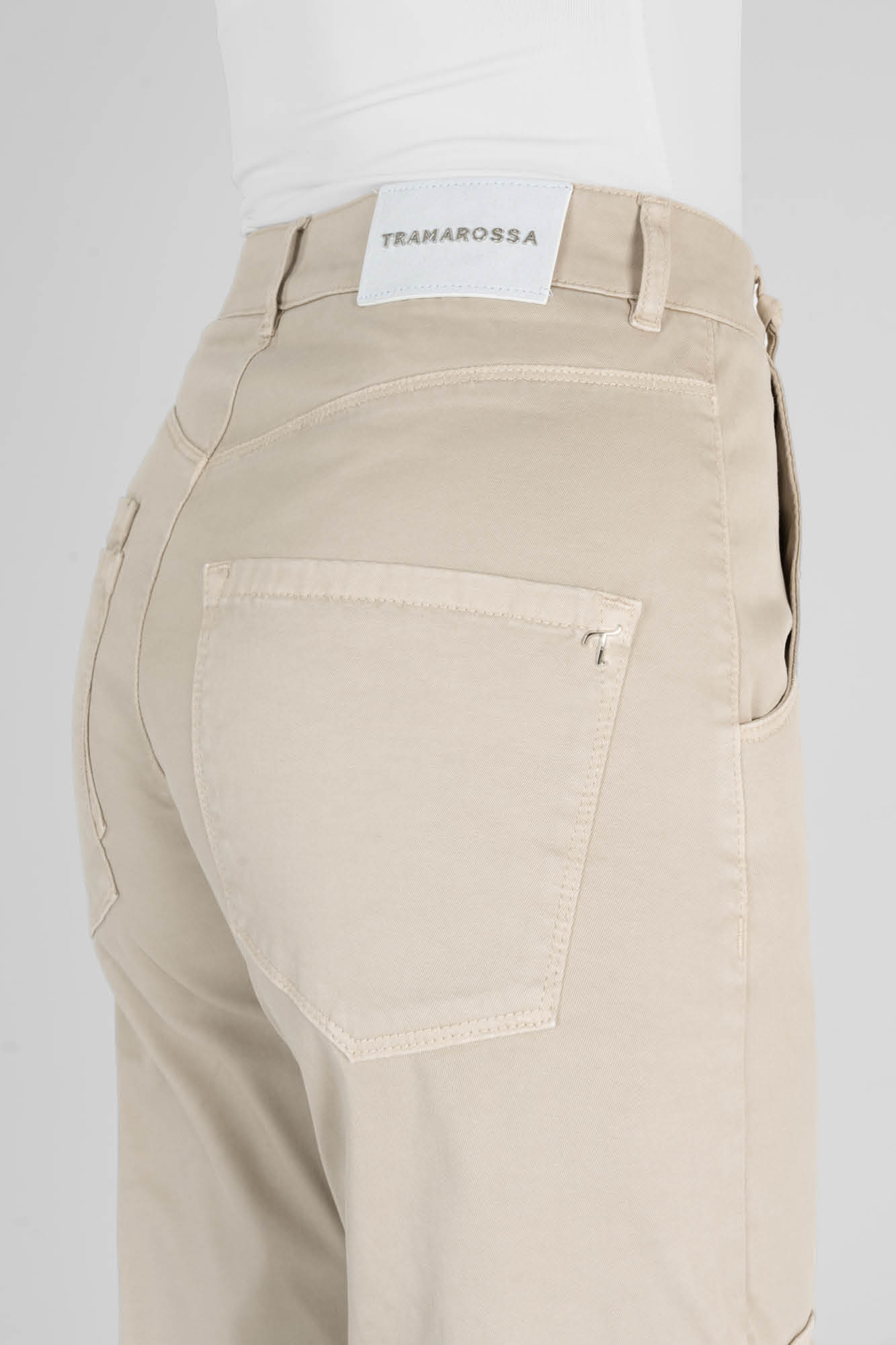 PANTALONE LUCIA MUM IN GABARDINA DI COTONE BEIGE - immagine 7