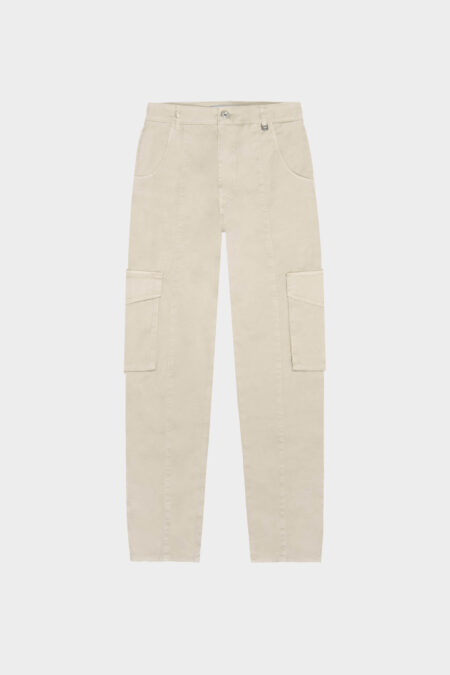 PANTALONE LUCIA MUM IN GABARDINA DI COTONE BEIGE