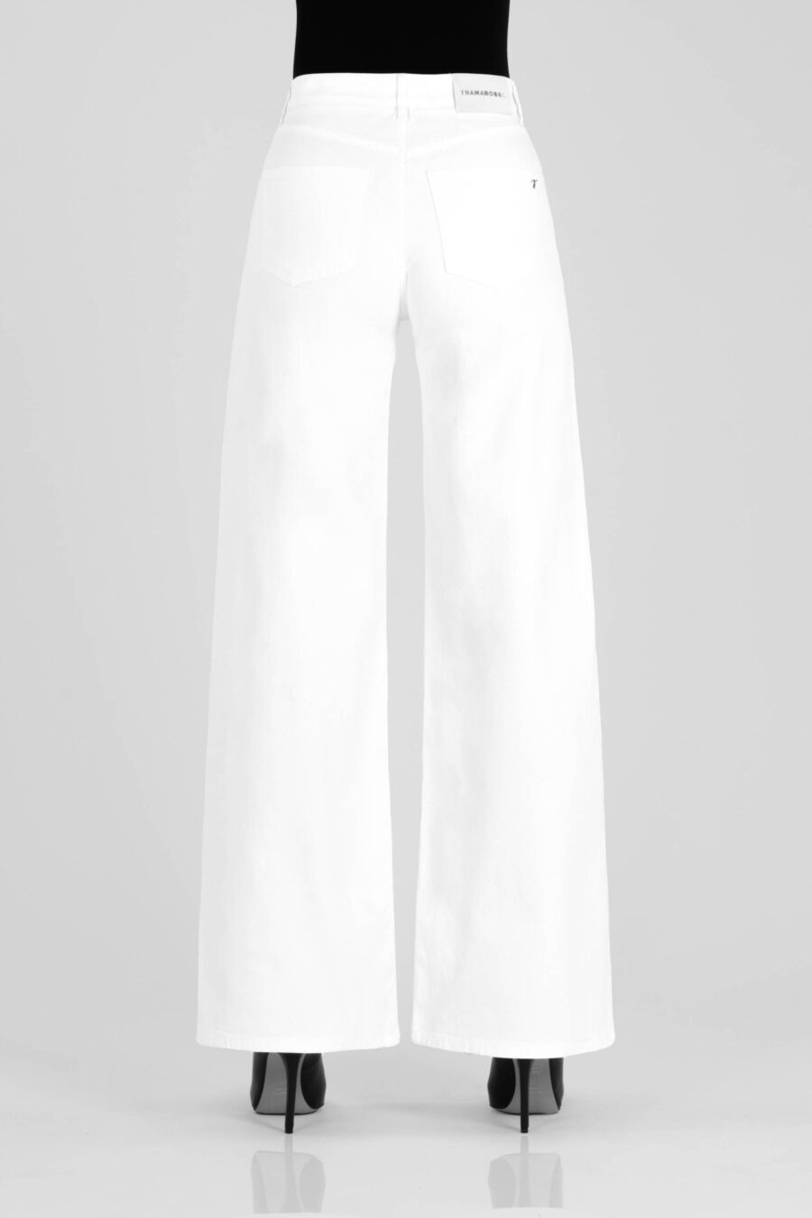 JEANS MONICA WIDE WIDE LEG IN BULL DI COTONE BIANCO - immagine 5
