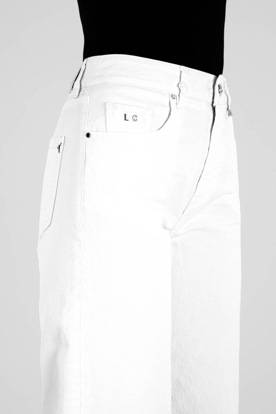 JEANS MONICA WIDE WIDE LEG IN BULL DI COTONE BIANCO - immagine 6