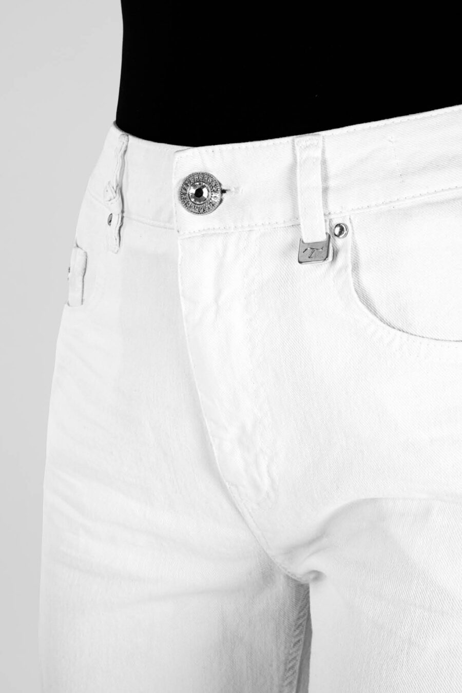 JEANS MONICA WIDE WIDE LEG IN BULL DI COTONE BIANCO - immagine 8