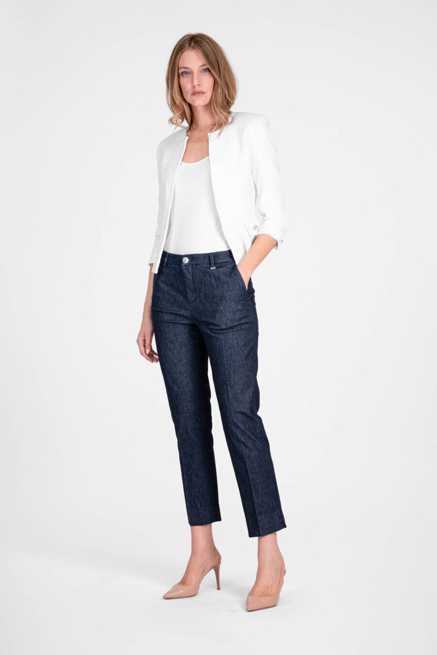 DARK BLUE DENIM ADELE SLIM PANTS - Image 2