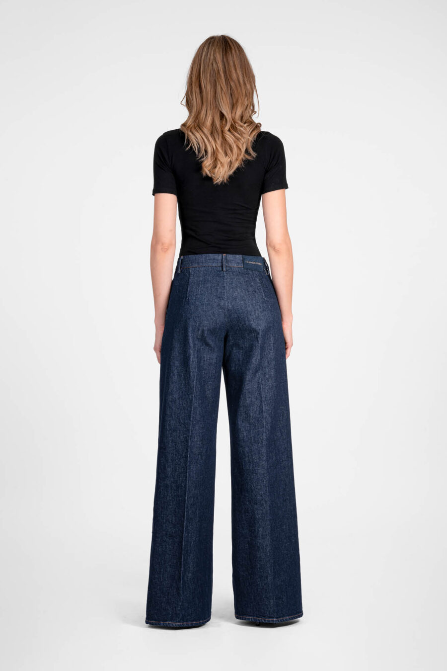 AMELIA WIDE LEG PANTS IN DARK BLUE DENIM - Image 3