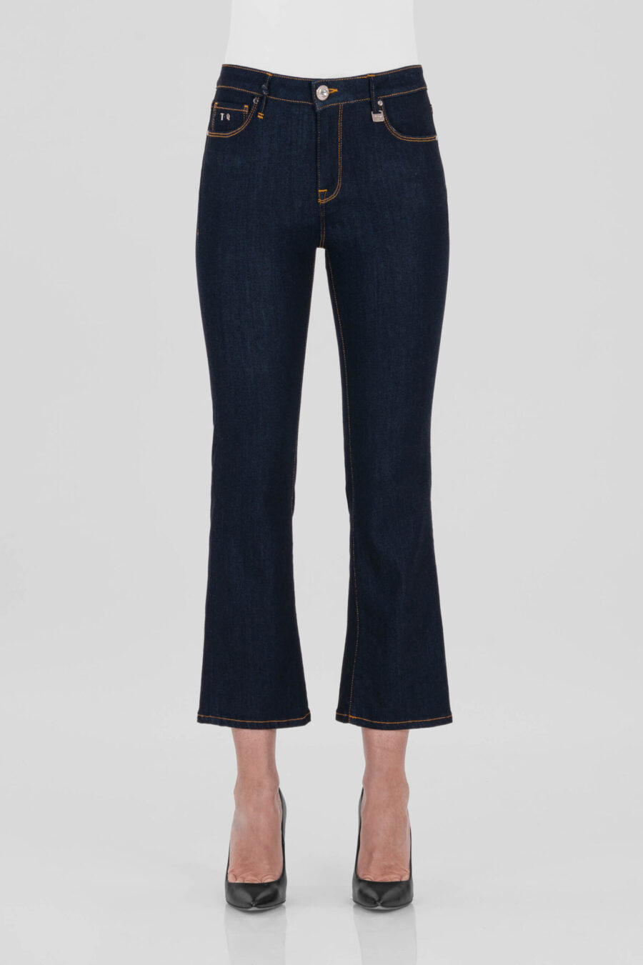 JEANS BIANCA FLARE CUT FLARE IN DENIM STRETCH BLU SCURO - immagine 7