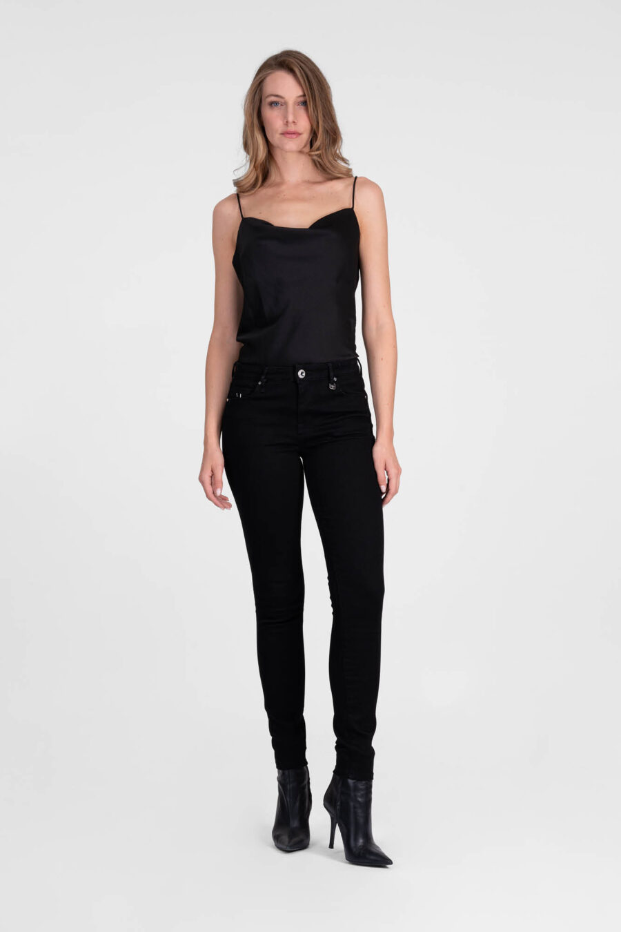 PANTALONE BIANCA SLIM SKINNY IN DENIM STRETCH NERO - immagine 2