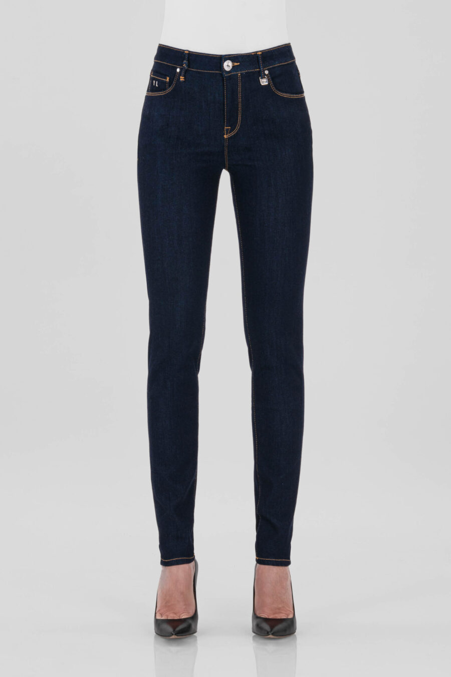 JEANS BIANCA SLIM SKINNY IN DENIM STRETCH BLU SCURO - immagine 5