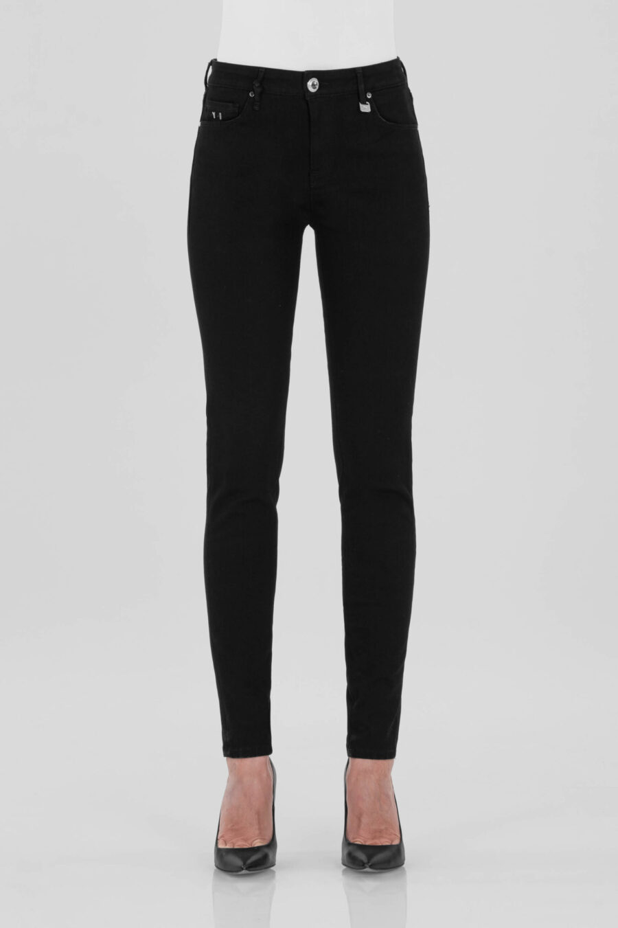 PANTALONE BIANCA SLIM SKINNY IN DENIM STRETCH NERO - immagine 5