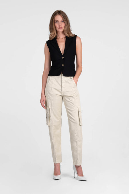 LUCIA MUM PANTS IN BEIGE COTTON GABARDINE