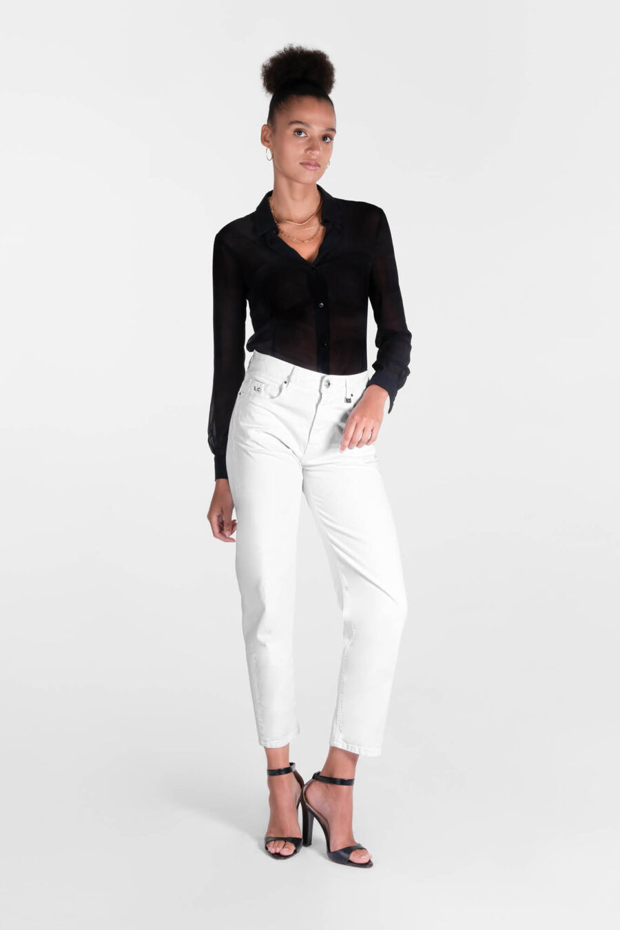MONICA MUM PANTS IN WHITE COTTON BULL - Image 2