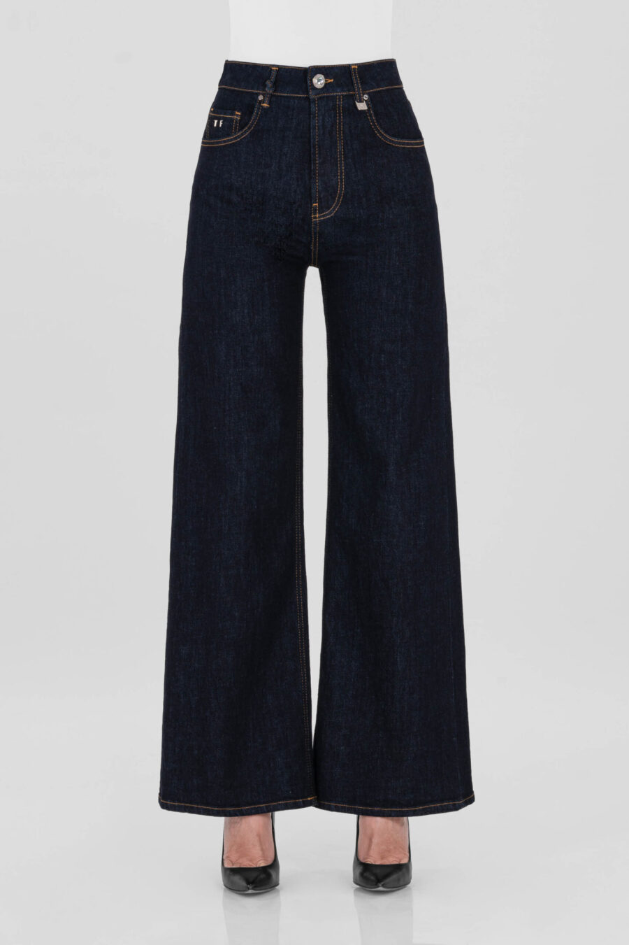 JEANS MONICA WIDE WIDE LEG IN DENIM BLU SCURO - immagine 5
