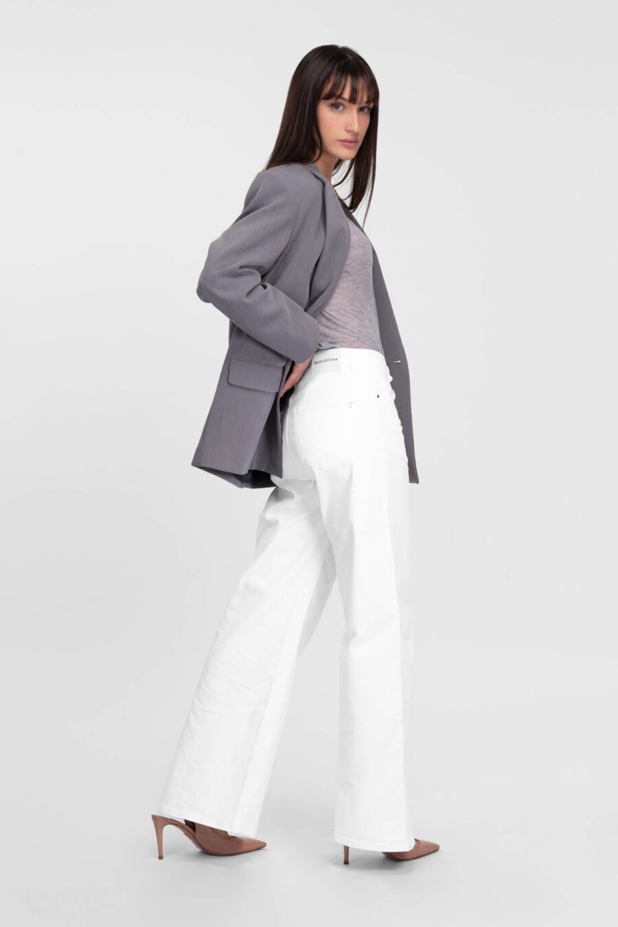 JEANS MONICA WIDE WIDE LEG IN BULL DI COTONE BIANCO - immagine 2