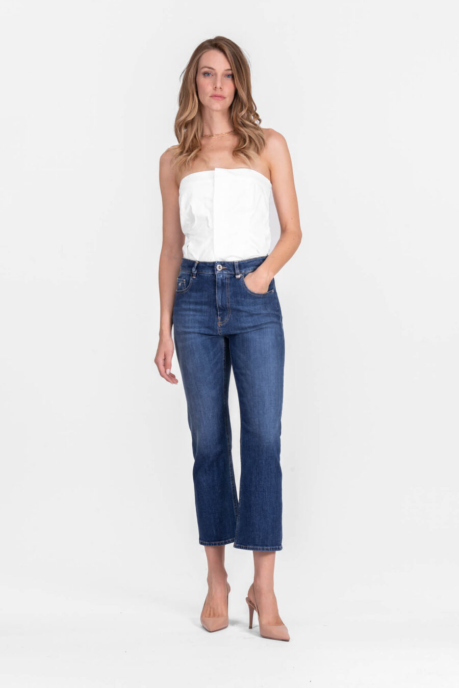 MONICA CUT FLARE JEANS IN MEDIUM BLUE DENIM - Image 2