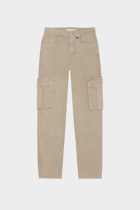 PANTALONE MONICA POCKET CARGO IN BULL DI COTONE BEIGE