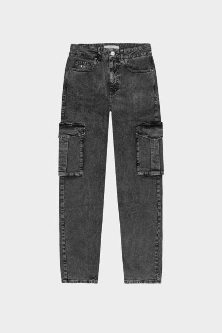 PANTALONE MONICA POCKET CARGO IN BULL DI COTONE NERO