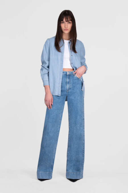 JEANS VIOLA WIDE LEG IN DENIM BLU CHIARO