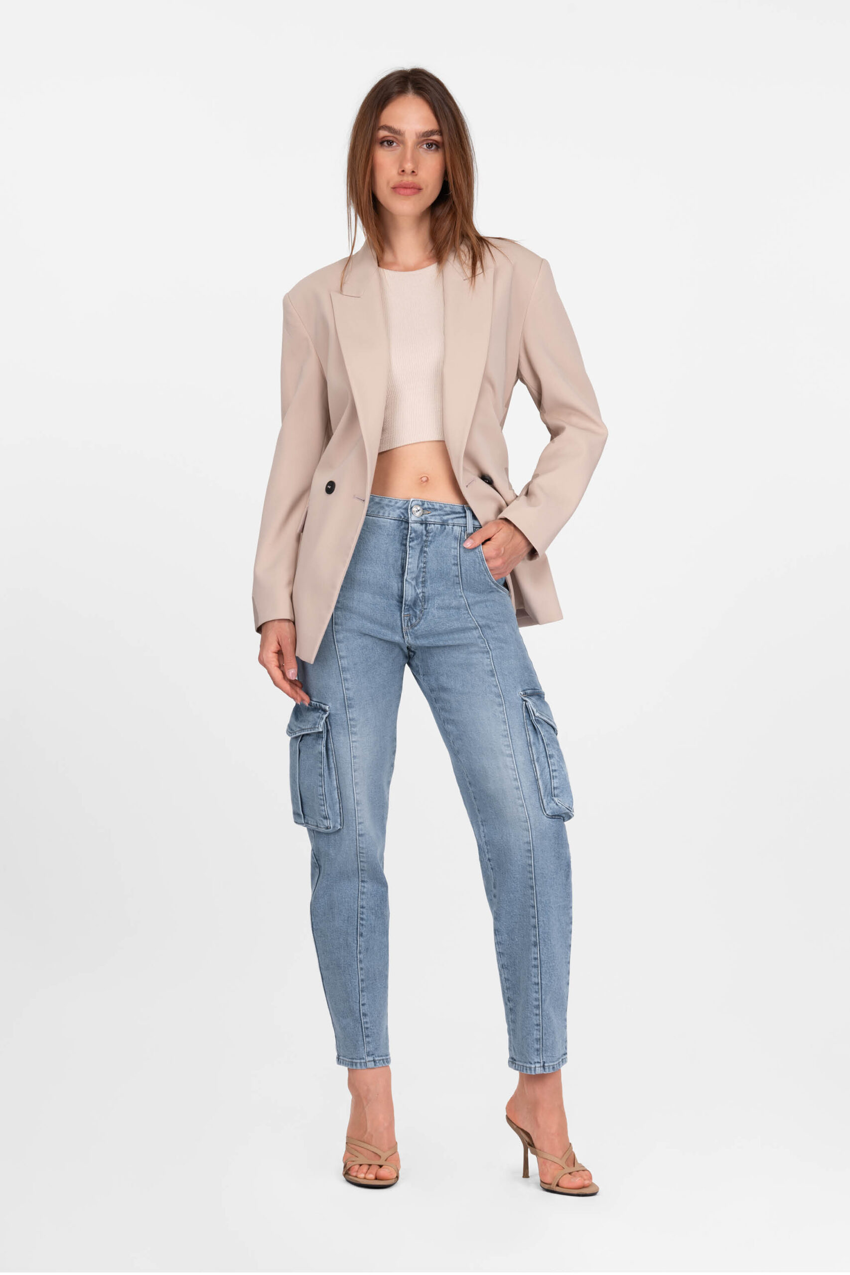 PANTALONE LUCIA MUM IN DENIM BLU CHIARO