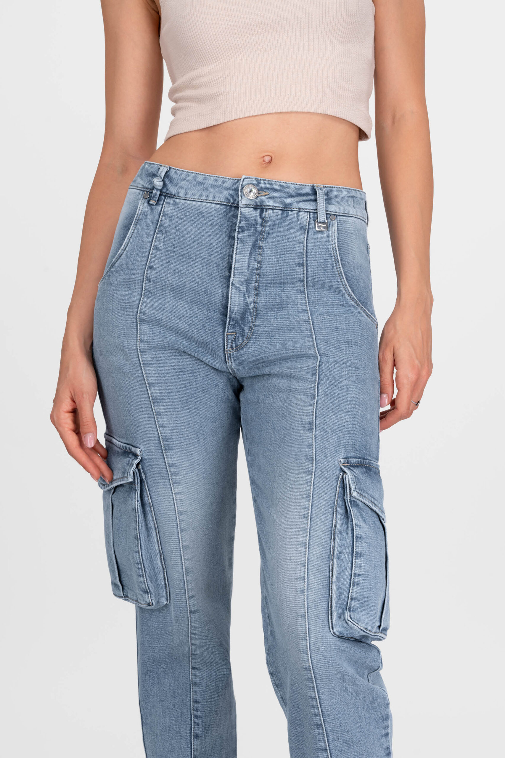 PANTALONE LUCIA MUM IN DENIM BLU CHIARO - immagine 3