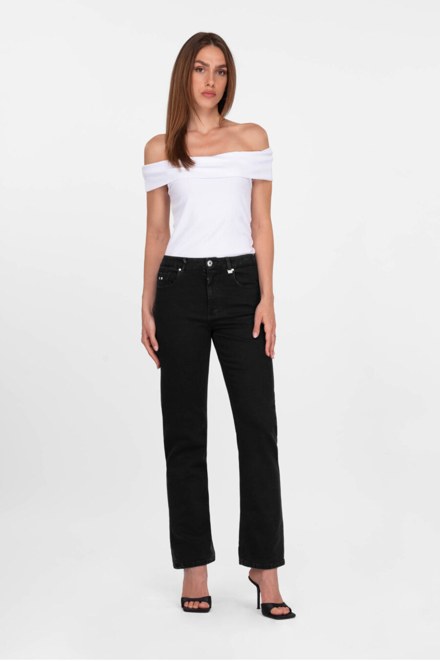 JEANS MONICA STRAIGHT IN DENIM NERO - immagine 2
