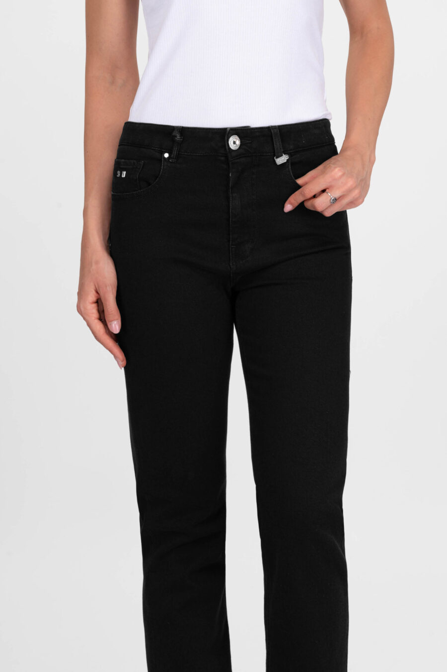 JEANS MONICA STRAIGHT IN DENIM NERO - immagine 4