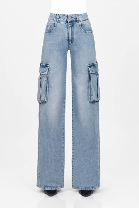 JEANS PETRA WIDE LEG IN DENIM BLU CHIARO