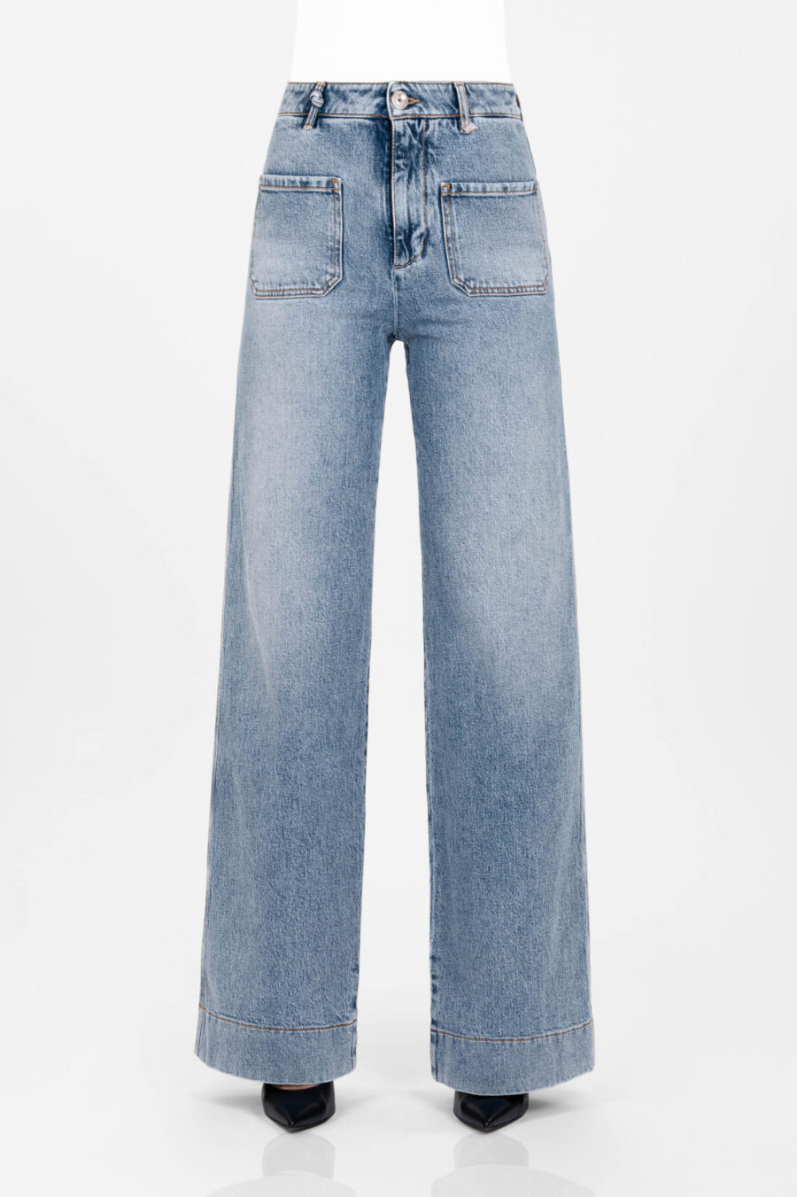 JEANS VIOLA POCKET WIDE LEG IN DENIM BLU CHIARO - immagine 6
