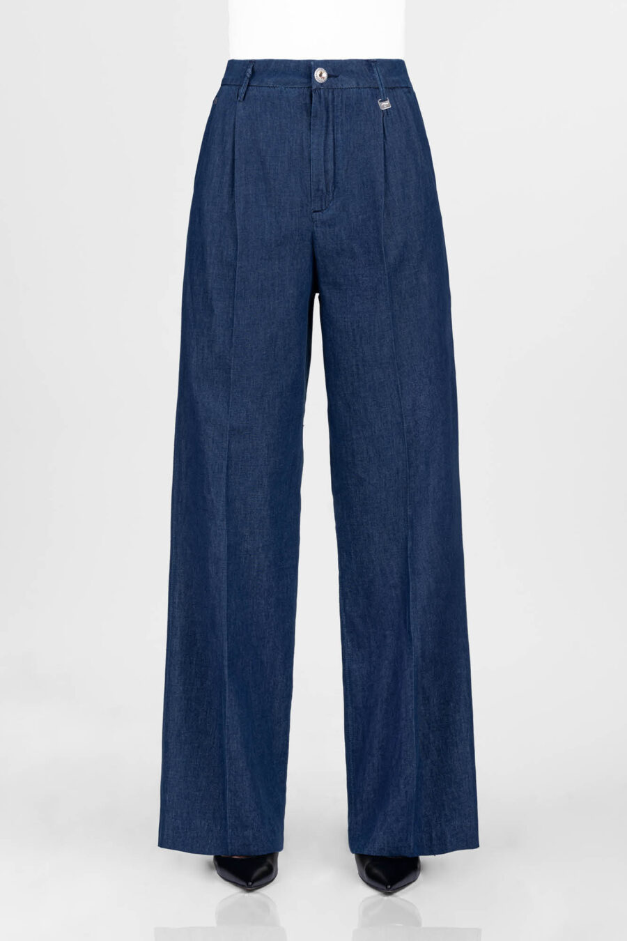 AURELIA WIDE LEG PANTS IN MEDIUM BLUE COTTON GABARDINE - Image 5