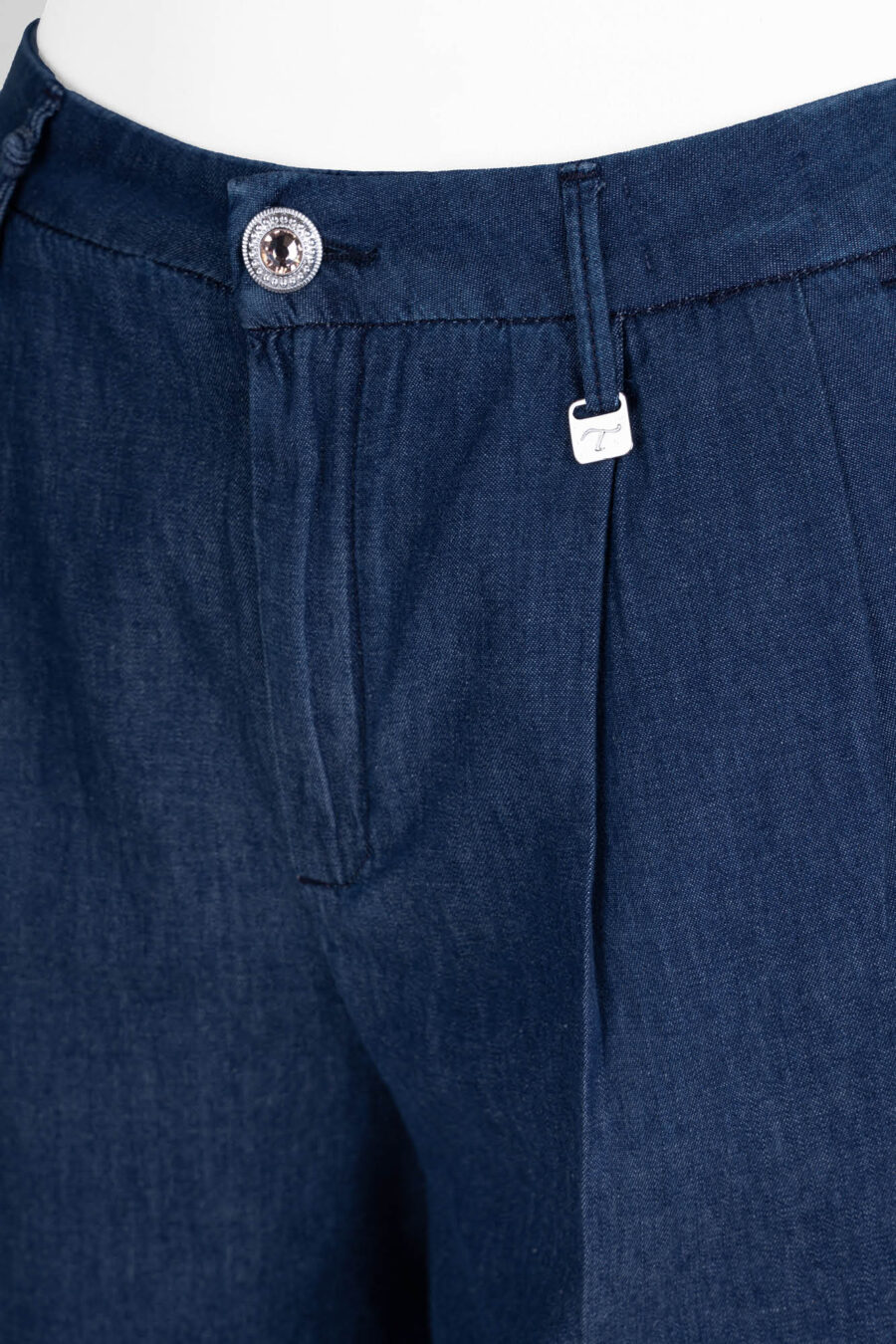 AURELIA WIDE LEG PANTS IN MEDIUM BLUE COTTON GABARDINE - Image 9