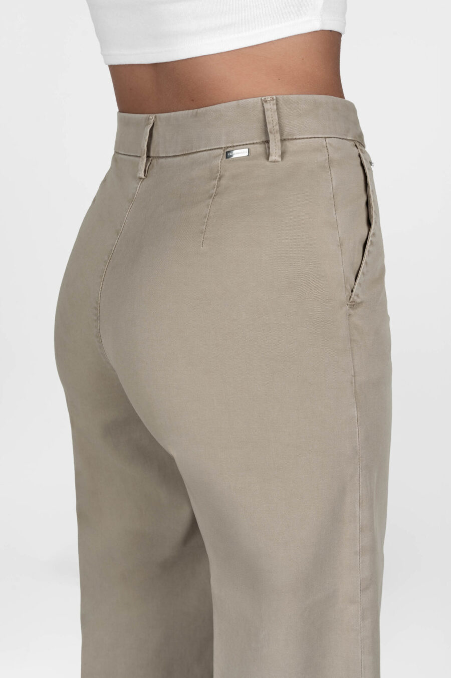 AMELIA WIDE LEG COTTON GABARDINE BEIGE PANTS - Image 10