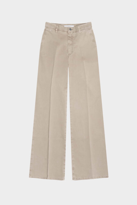 AMELIA WIDE LEG COTTON GABARDINE BEIGE PANTS