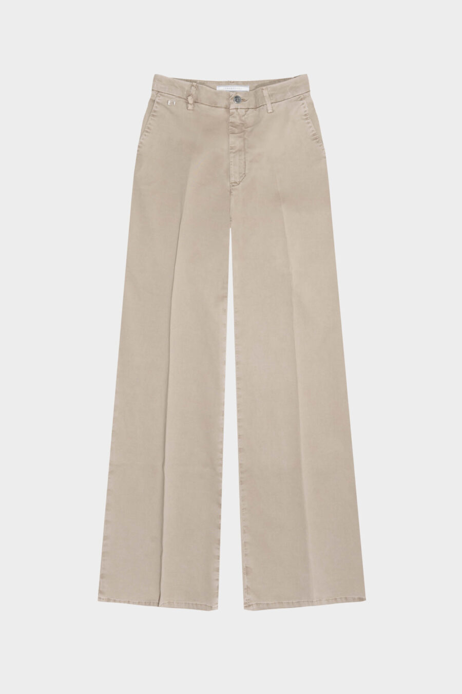 AMELIA WIDE LEG COTTON GABARDINE BEIGE PANTS