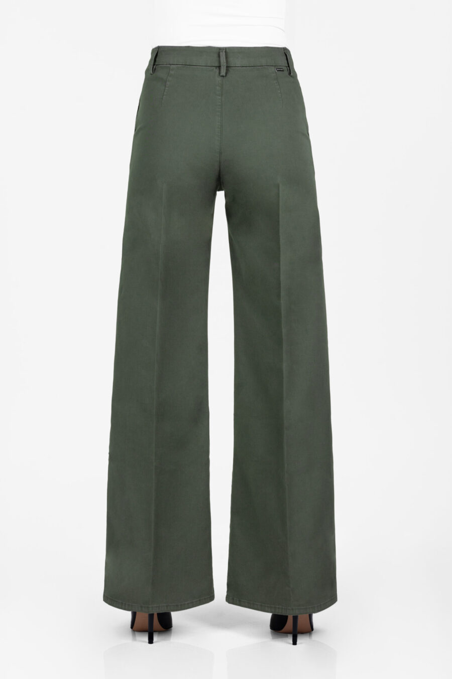 AMELIA WIDE LEG PANTS IN GREEN COTTON GABARDINE - Image 7