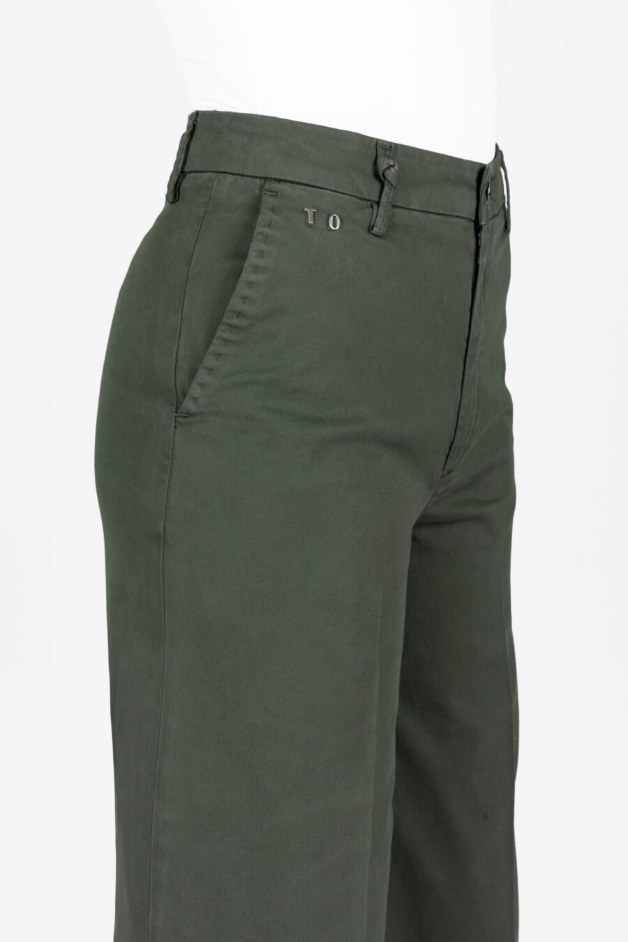 AMELIA WIDE LEG PANTS IN GREEN COTTON GABARDINE - Image 9