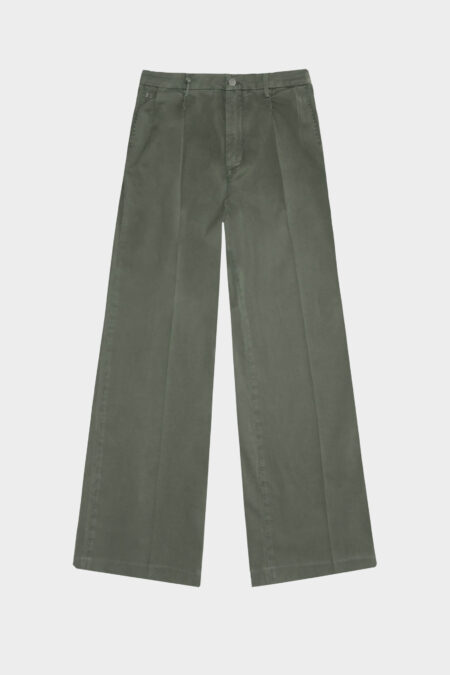AURELIA WIDE LEG PANTS IN GREEN COTTON GABARDINE