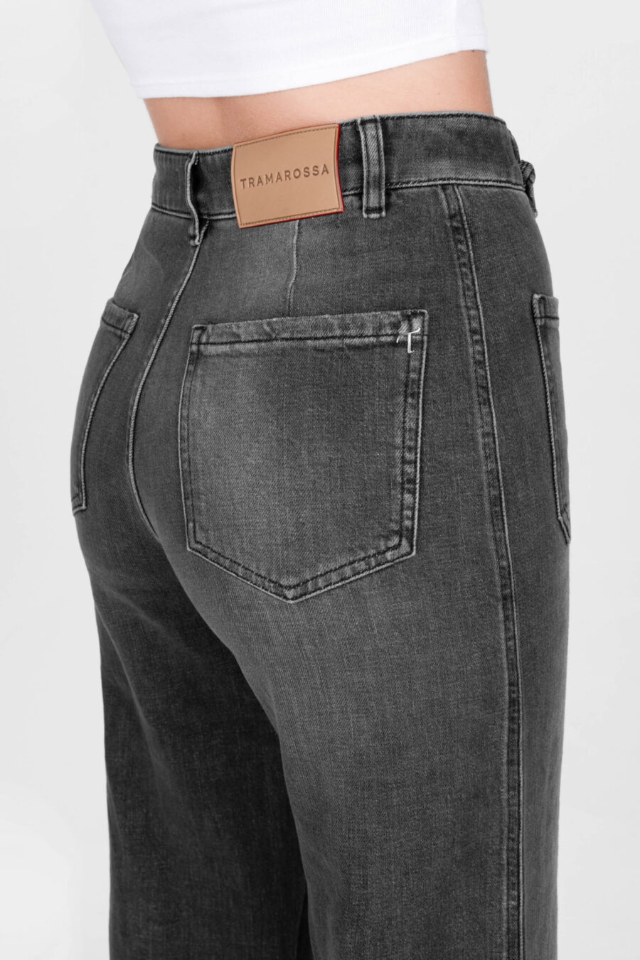 JEANS VIOLA POCKET WIDE LEG IN DENIM NERO - immagine 9