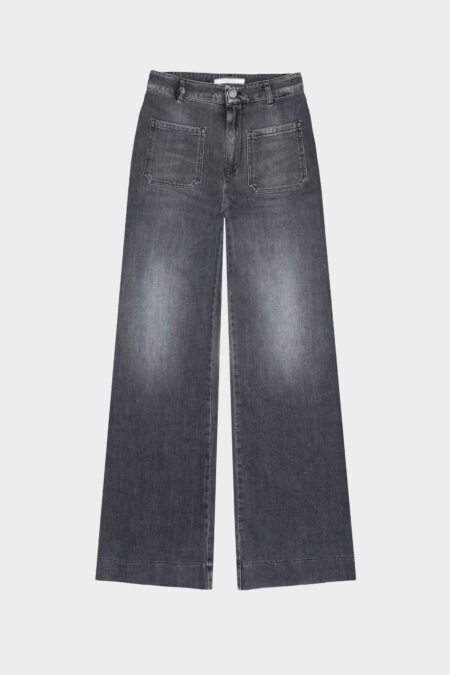 JEANS VIOLA POCKET WIDE LEG IN DENIM NERO
