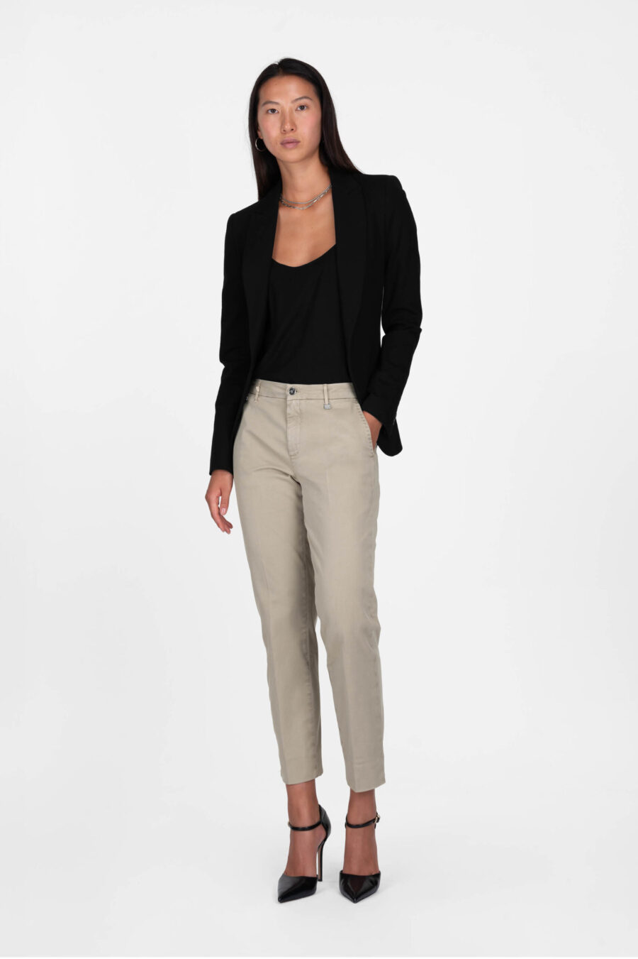 BEIGE COTTON ADELE SLIM PANTS - Image 2