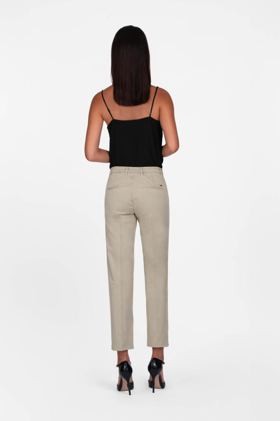 BEIGE COTTON ADELE SLIM PANTS - Image 3